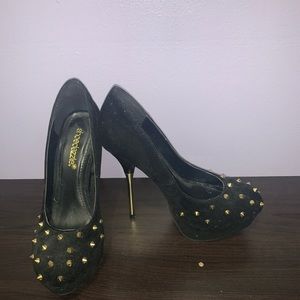 Black studded heels